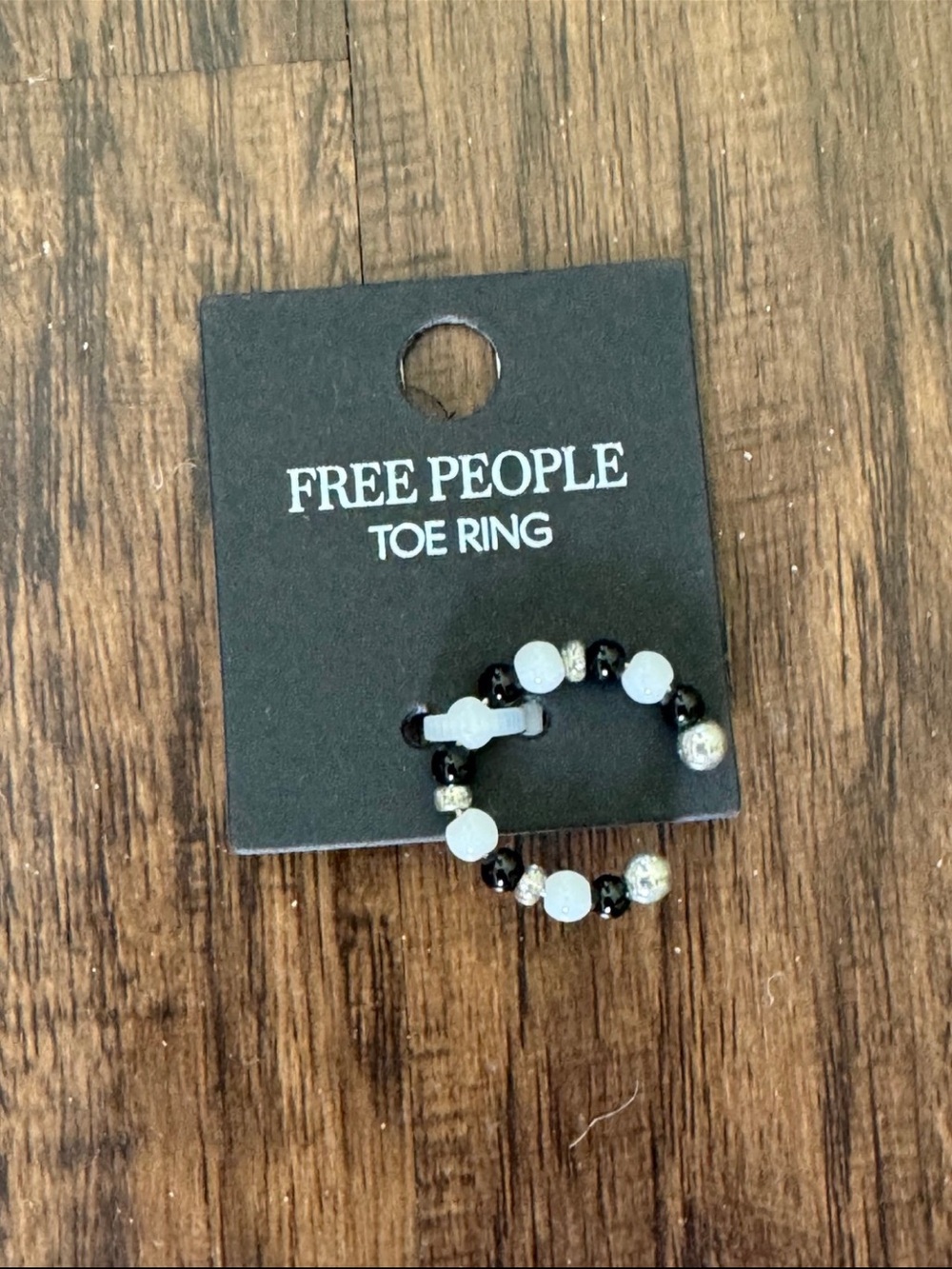 Free People seaglass Beaded Adjustable toe Ring in black